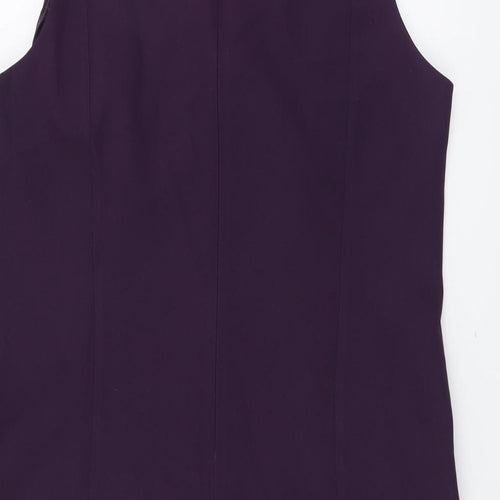 Simon Jersey Womens Purple Polyester A-Line Size 16 Round Neck Zip