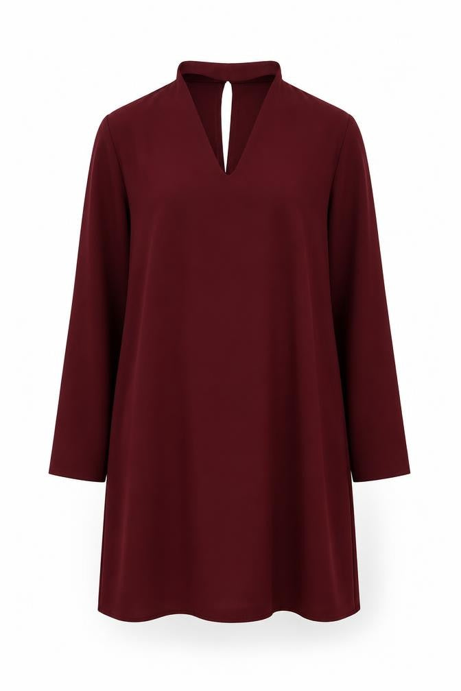 Front view of Papaya women’s red polyester trapeze & swing, size UK 10, v-neck button