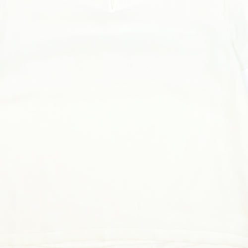 Planet Womens Ivory Polyester Basic T-Shirt Size 14 Round Neck