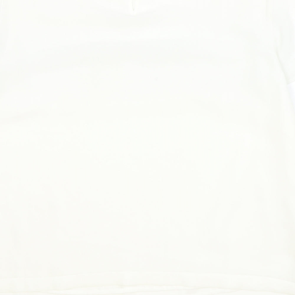 Planet Womens Ivory Polyester Basic T-Shirt Size 14 Round Neck