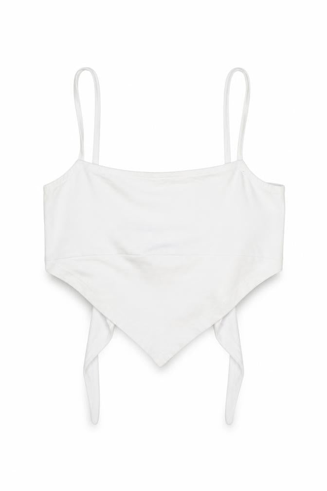 ASOS Womens Ivory Cotton Cropped Tank Size 8 Square Neck