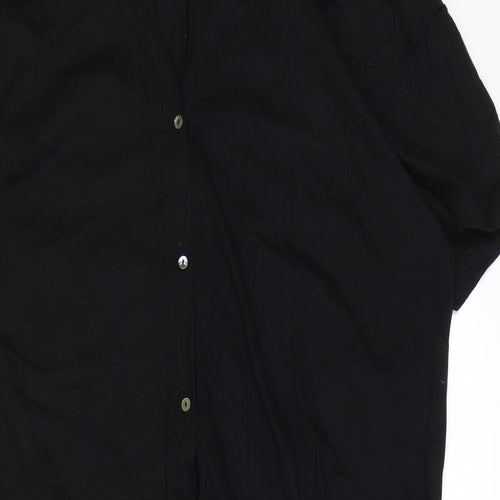 H&M Womens Black 100% Cotton T-Shirt Dress Size M V-Neck Button