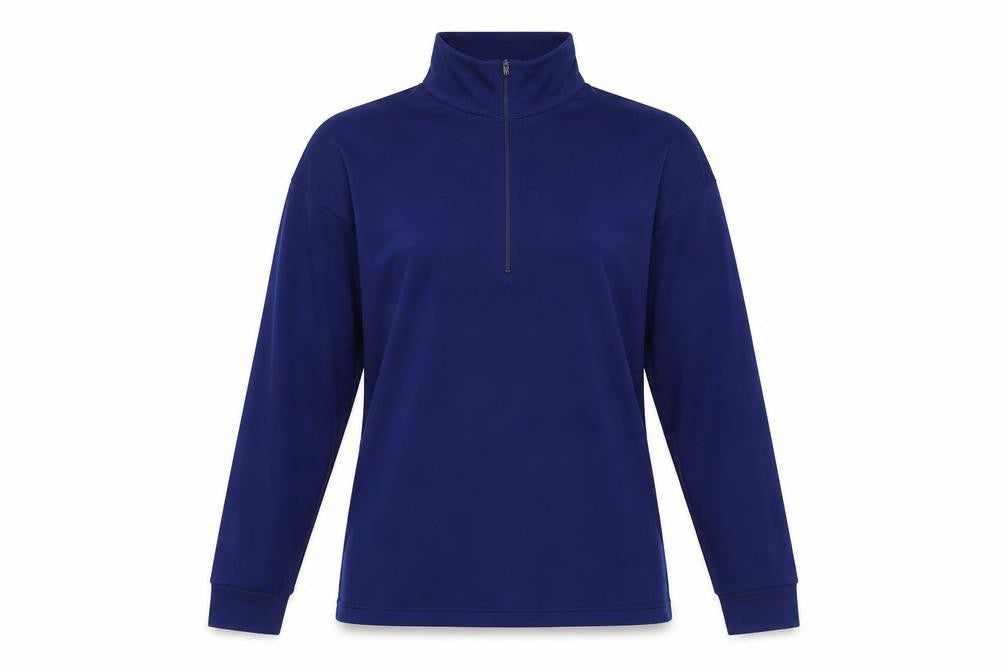 Womens Blue Polyester Pullover Sweatshirt Size M Zip