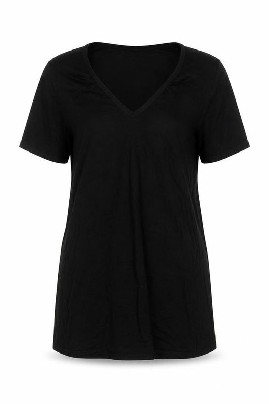 Front view of PRETTYLITTLETHING women’s black polyester a-line, size UK 10, v-neck pullover