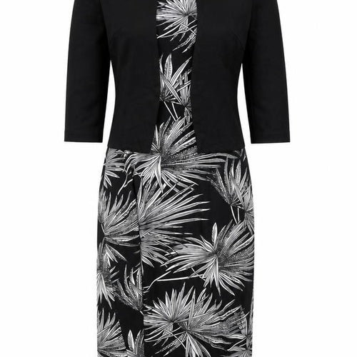 Homeeye Womens Black Floral Polyester A-Line Size 10 Square Neck Zip