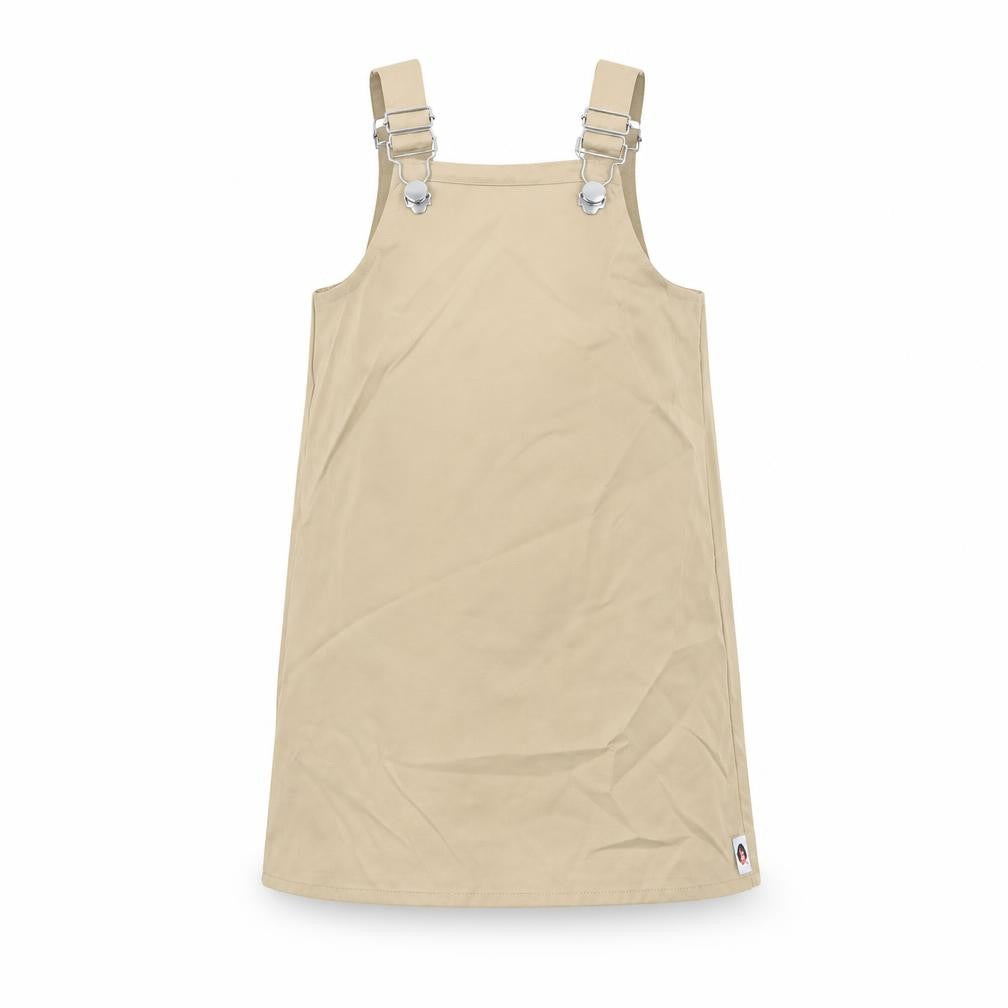 Little Wisdom Wears Girls Beige Polyester Pinafore/Dungaree Dress Size 3 Years Square Neck Buckle