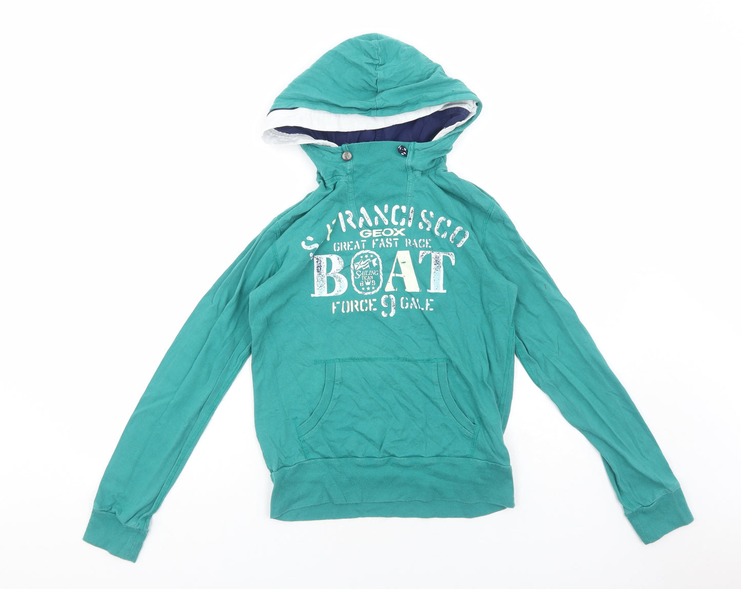 Geox Girls Green Cotton Pullover Hoodie Size 12 Years Pullover