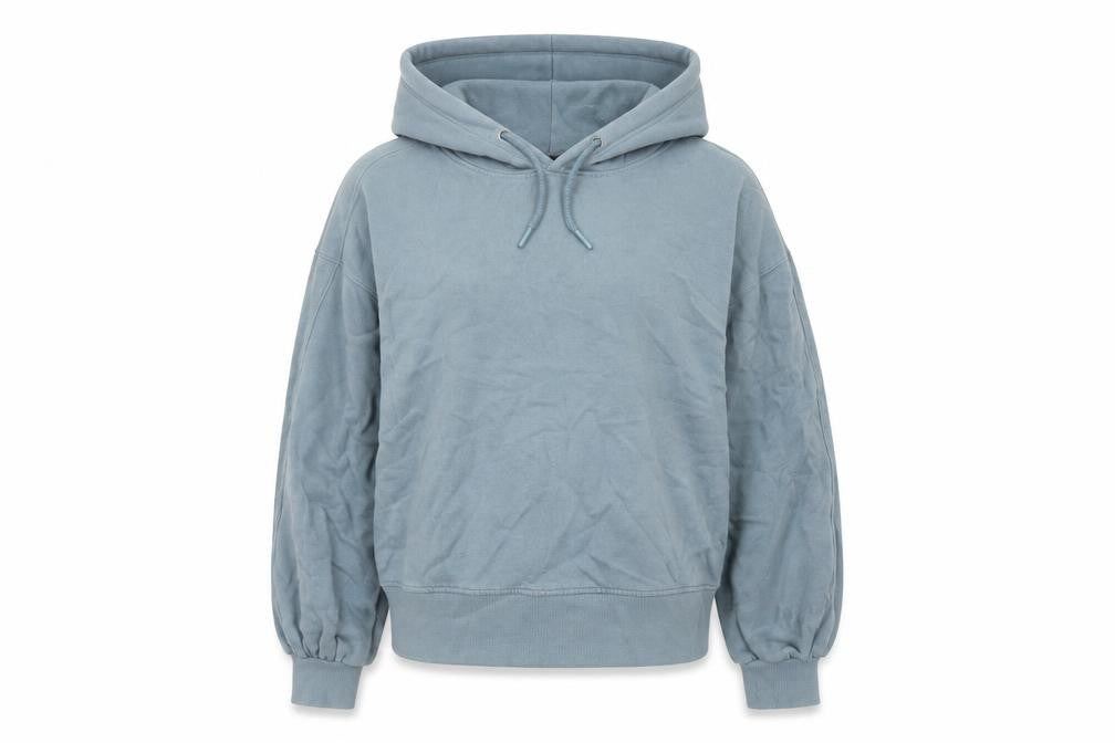 Front view of George women’s blue cotton pullover hoodie, size S, pullover