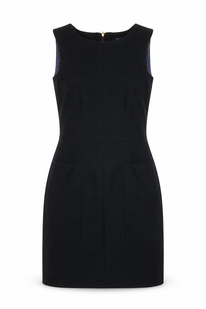 Front view of Closet women’s black polyester a-line, size UK 10, round neck zip