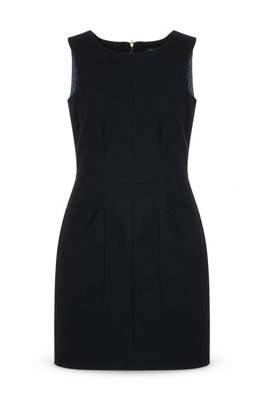 Front view of Closet women’s black polyester a-line, size UK 10, round neck zip
