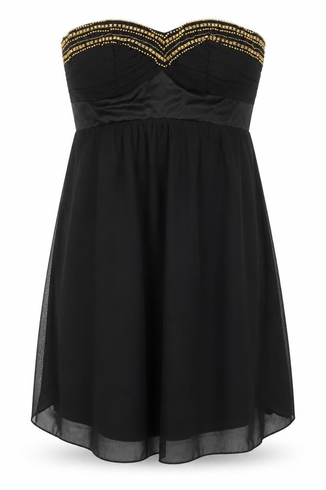 Front view of Elise Ryan women’s black cotton bodycon, size UK 10, sweetheart pullover