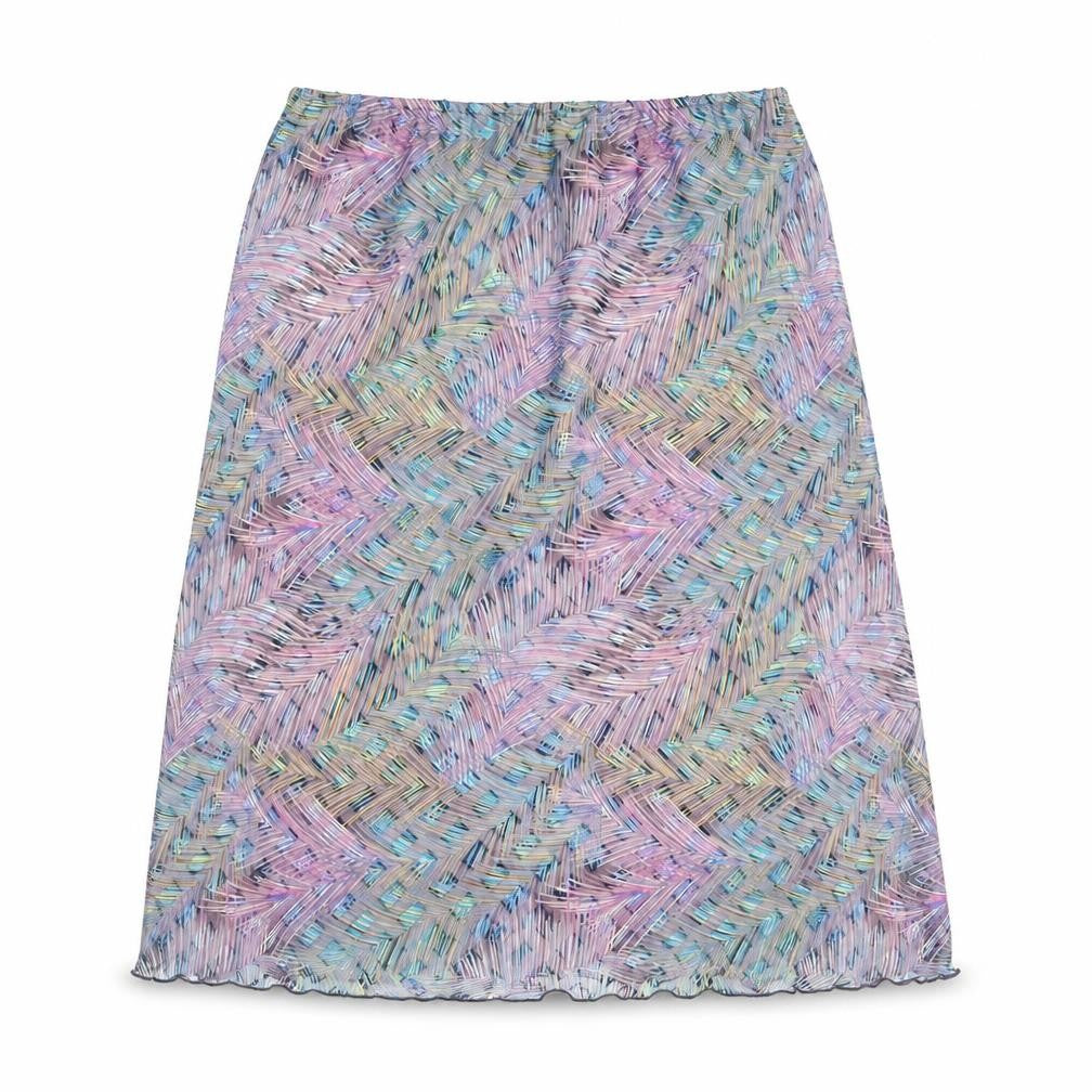 Front view of Seven women’s multicoloured geometric polyester swing skirt, size UK 8
