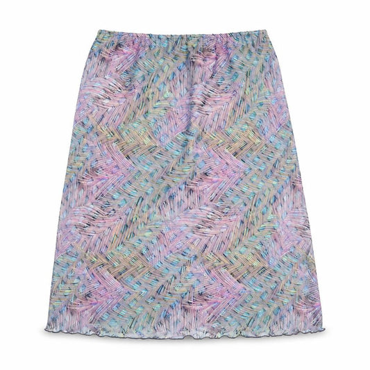Front view of Seven women’s multicoloured geometric polyester swing skirt, size UK 8
