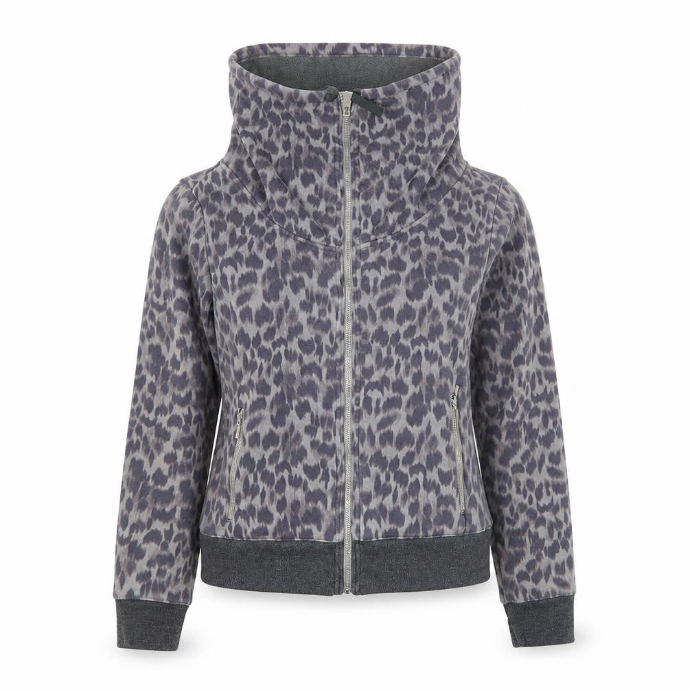 Front view of Marks & Spencer women’s green polyester pullover sweatshirt, size UK 10, zip - high neck