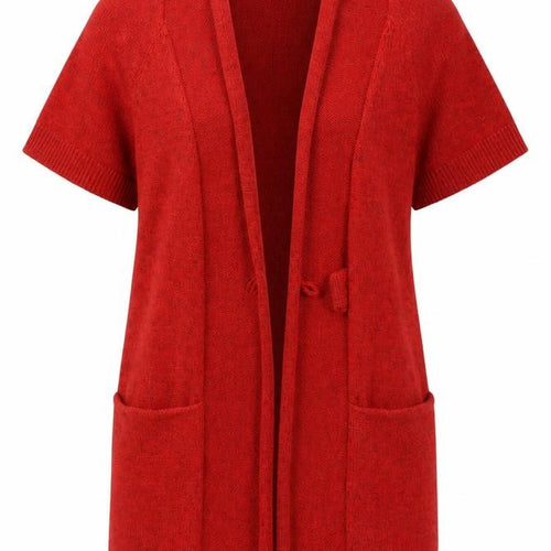 Sandwich Womens Red V-Neck Acrylic Cardigan Jumper Size S