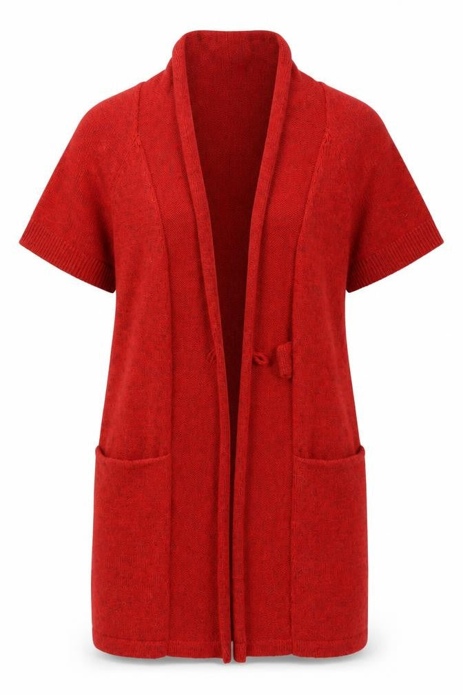 Sandwich Womens Red V-Neck Acrylic Cardigan Jumper Size S