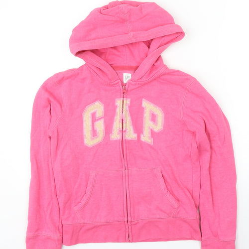 Gap Girls Pink Cotton Full Zip Hoodie Size 10 Years Zip