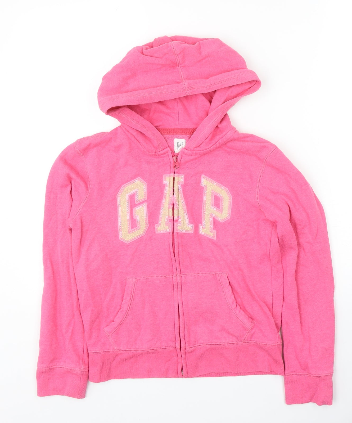 Gap Girls Pink Cotton Full Zip Hoodie Size 10 Years Zip