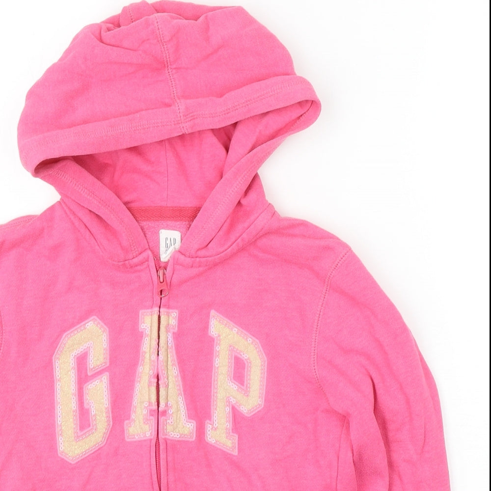 Gap Girls Pink Cotton Full Zip Hoodie Size 10 Years Zip