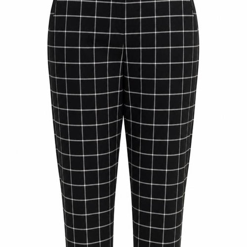 Great Plains Womens Black Check Viscose Trousers Size 10 Regular Zip