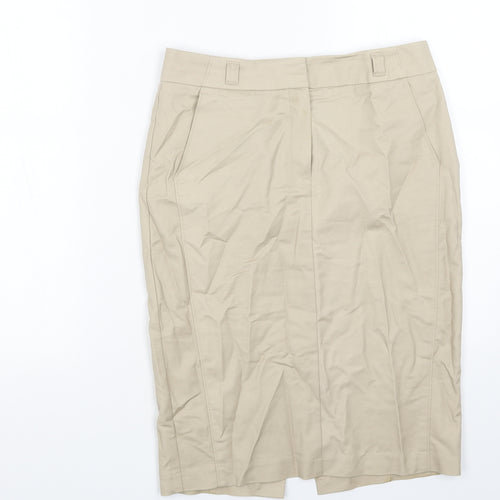Autograph Womens Beige Cotton Straight & Pencil Skirt Size 8 Zip