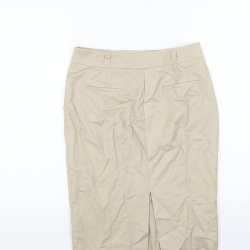 Autograph Womens Beige Cotton Straight & Pencil Skirt Size 8 Zip