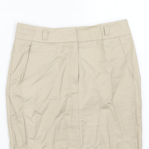 Autograph Womens Beige Cotton Straight & Pencil Skirt Size 8 Zip