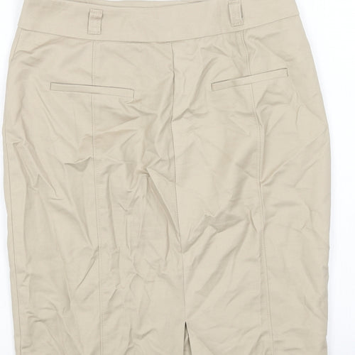 Autograph Womens Beige Cotton Straight & Pencil Skirt Size 8 Zip