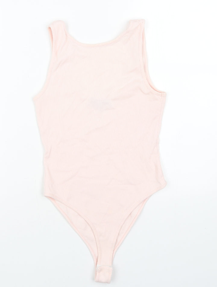 New Look Womens Pink Cotton Playsuit One-Piece Size 10 Snap
