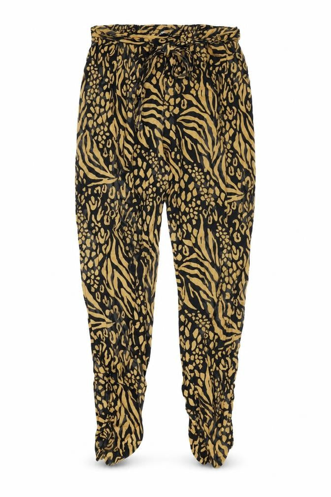 TU Womens Black Animal Print Viscose Trousers Size 8 L26 in Regular - Leopard Pattern
