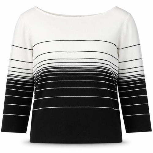 Debbie Morgan Womens Black Boat Neck Striped Viscose Pullover Jumper Size M