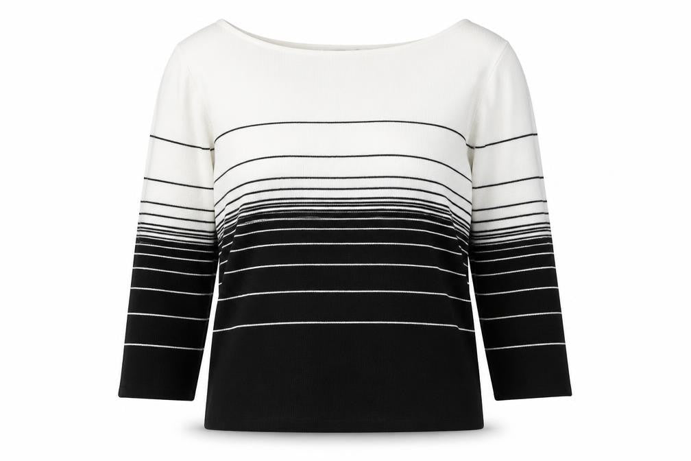 Debbie Morgan Womens Black Boat Neck Striped Viscose Pullover Jumper Size M