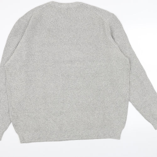 Marks and Spencer Mens Grey Round Neck Polyamide Pullover Jumper Size S Long Sleeve