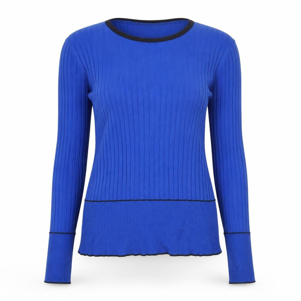 Front view of Next women’s blue round neck nylon jumper, size M