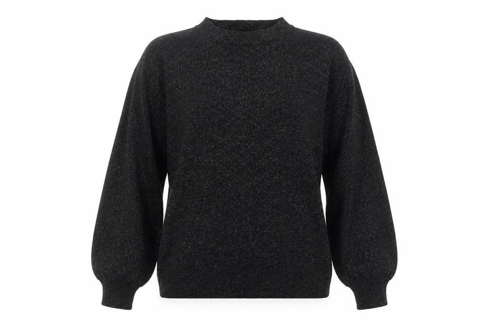 Front view of Marks & Spencer women’s black round neck acrylic jumper, size M