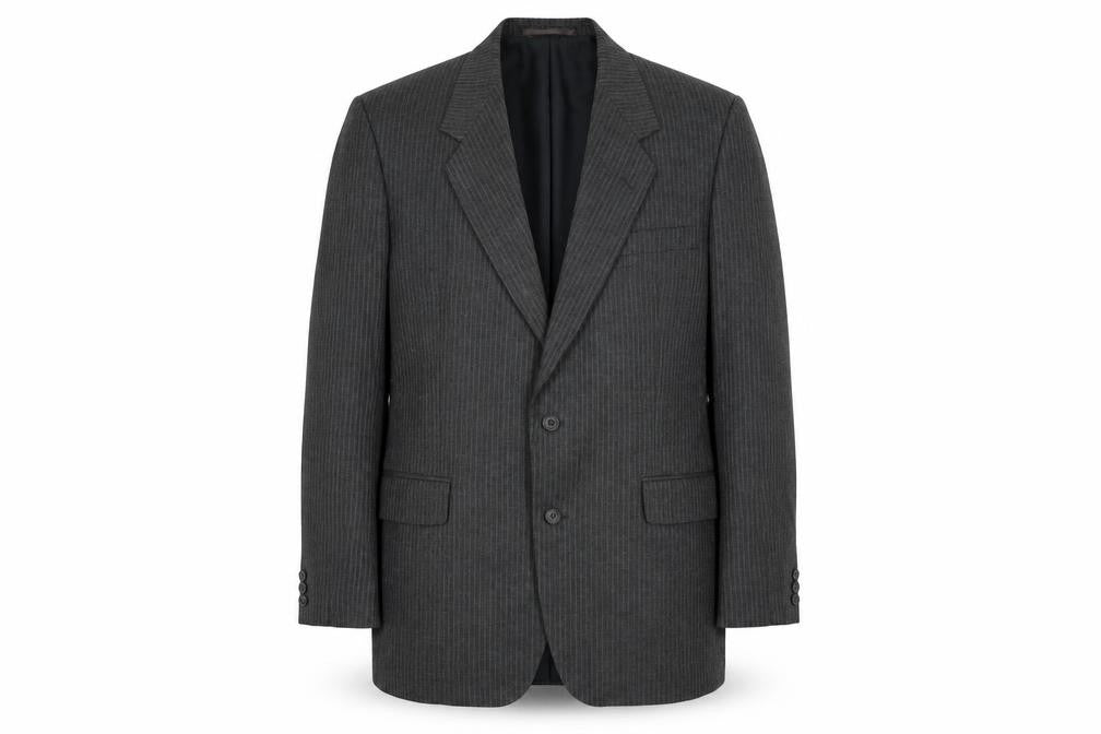 Front view of Canada men’s grey striped wool jacket suit jacket, size 40, regular