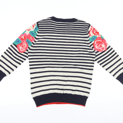 Marks and Spencer Womens Multicoloured Crew Neck Geometric Cotton Pullover Jumper Size 10 Pullover