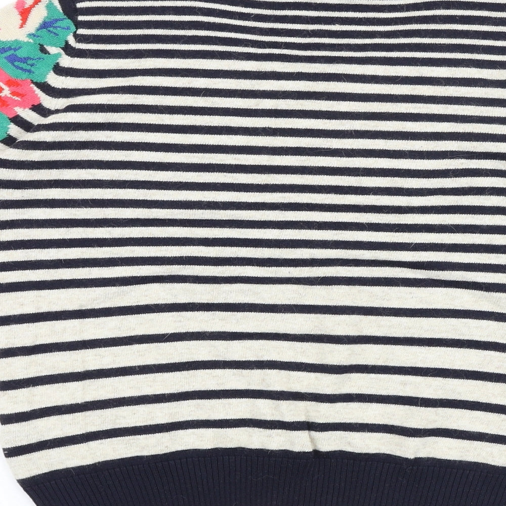 Marks and Spencer Womens Multicoloured Crew Neck Geometric Cotton Pullover Jumper Size 10 Pullover