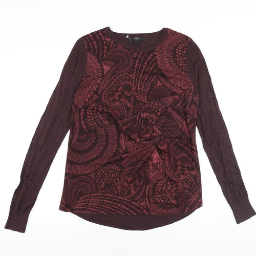 NEXT Womens Purple Crew Neck Geometric Acrylic Pullover Jumper Size 8 Pullover