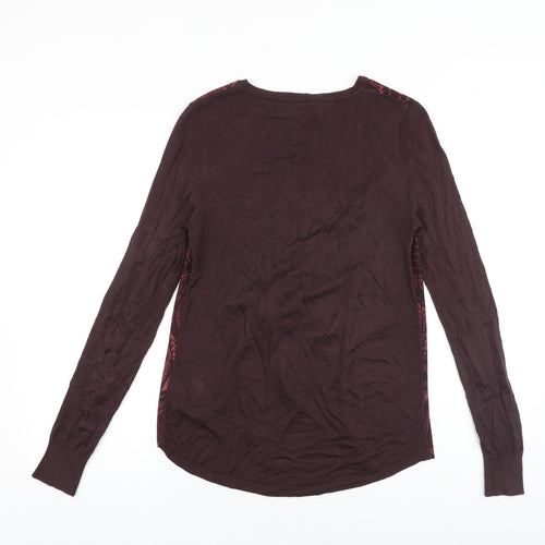 NEXT Womens Purple Crew Neck Geometric Acrylic Pullover Jumper Size 8 Pullover