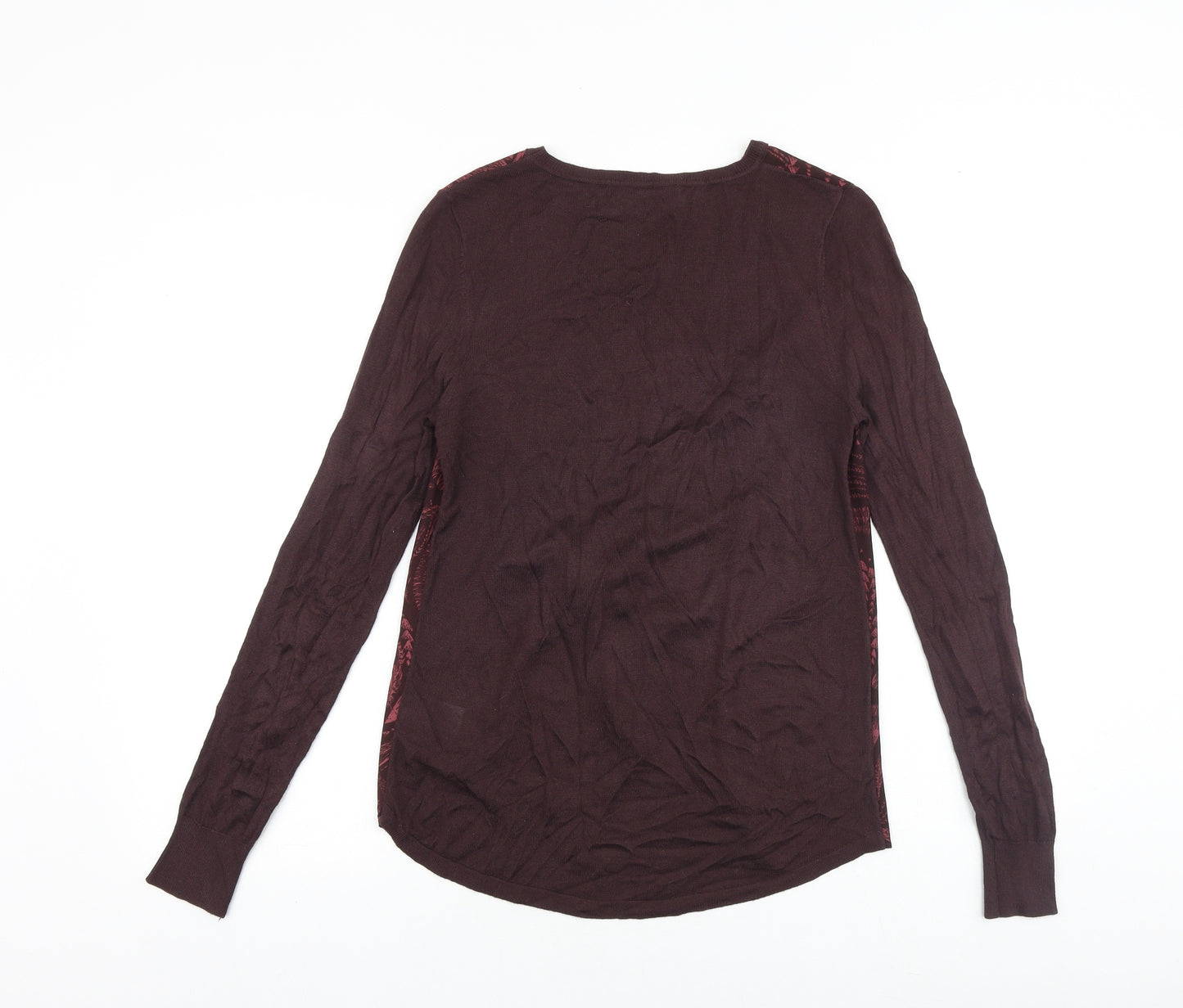 NEXT Womens Purple Crew Neck Geometric Acrylic Pullover Jumper Size 8 Pullover