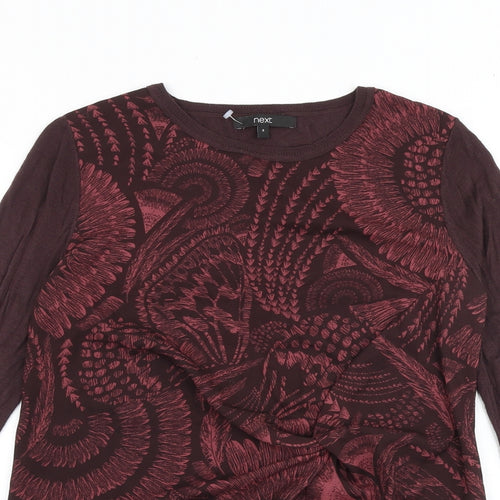 NEXT Womens Purple Crew Neck Geometric Acrylic Pullover Jumper Size 8 Pullover