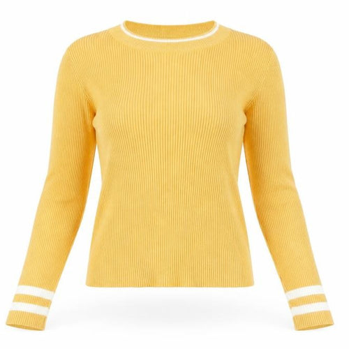 Forever 21 Womens Yellow Round Neck Cotton Pullover Jumper Size L Pullover - Ribbed