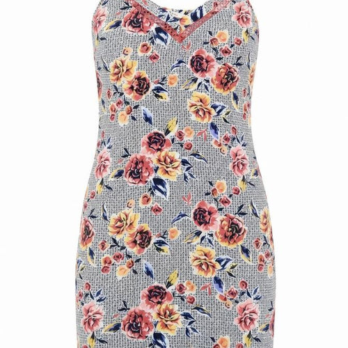 TU Womens Grey Floral Viscose Tank Dress Size 12 V-Neck Pullover