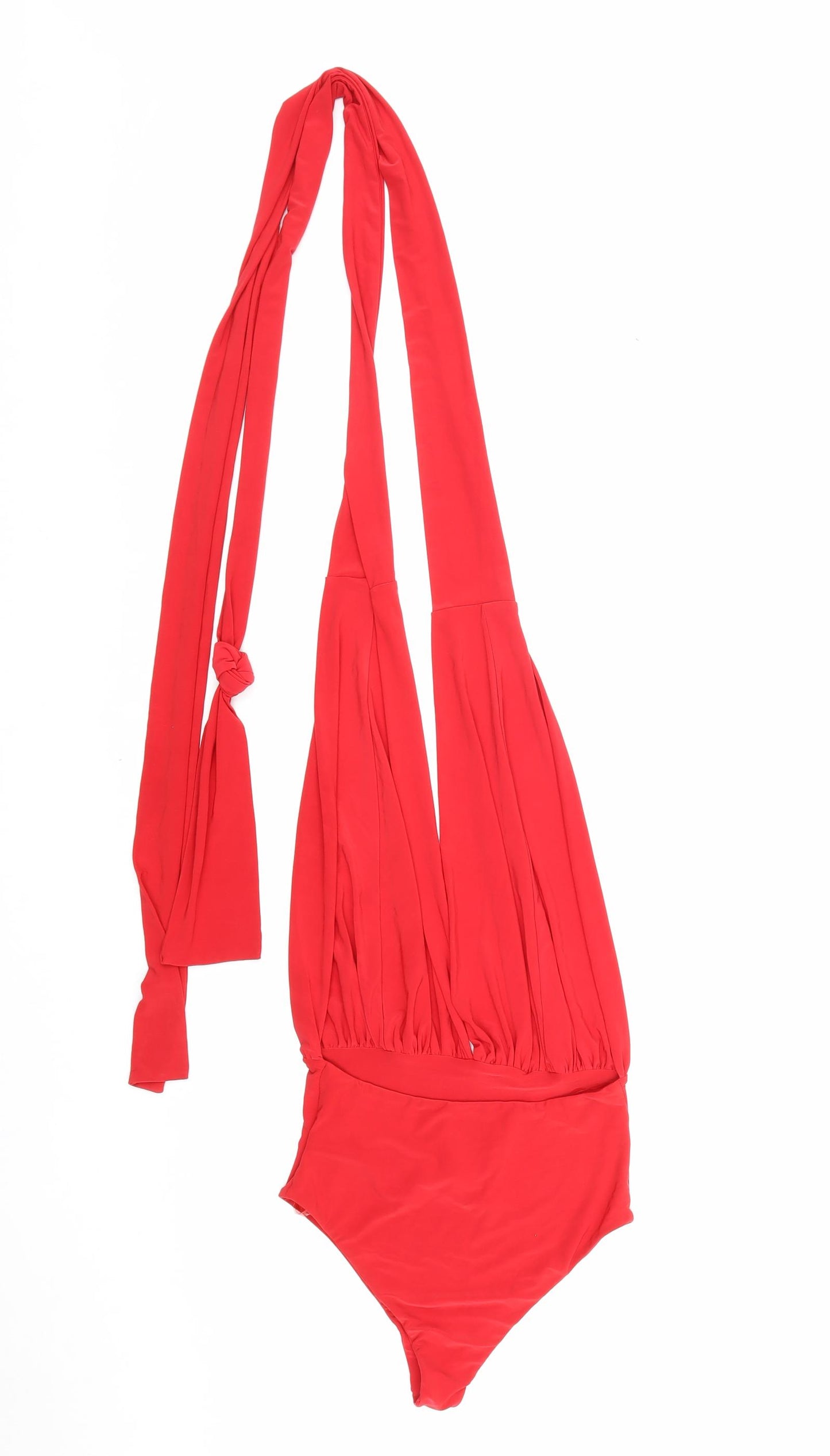 Goddiva Womens Red Polyester One Piece Size S Tie