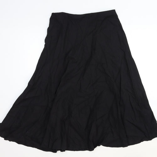 Marks and Spencer Womens Black Cotton A-Line Skirt Size 14 - Elastic Waist