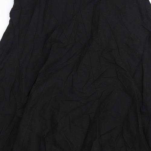 Marks and Spencer Womens Black Cotton A-Line Skirt Size 14 - Elastic Waist