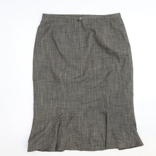 Autonomy Womens Grey Cotton A-Line Skirt Size 14 Zip