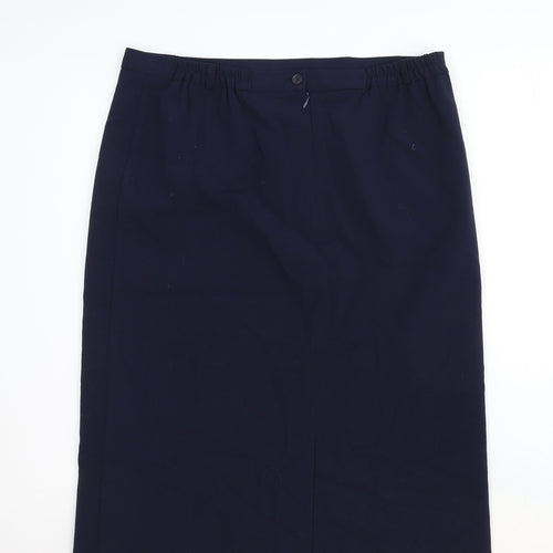 BHS Womens Blue Cotton Straight & Pencil Skirt Size 16 Zip