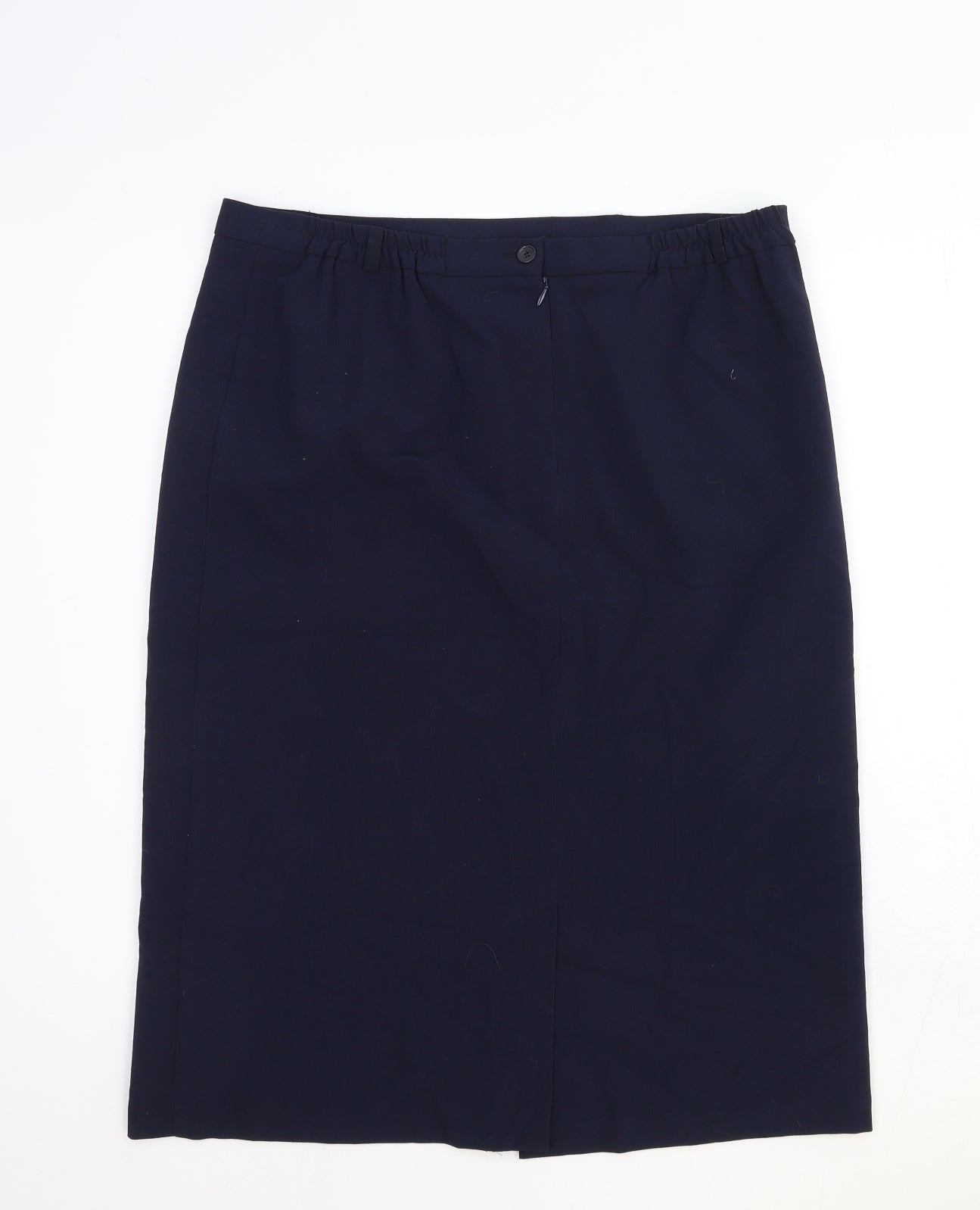 BHS Womens Blue Cotton Straight & Pencil Skirt Size 16 Zip